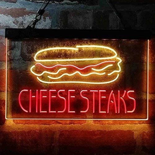 Cheese Steaks Dual LED Neon Light Sign